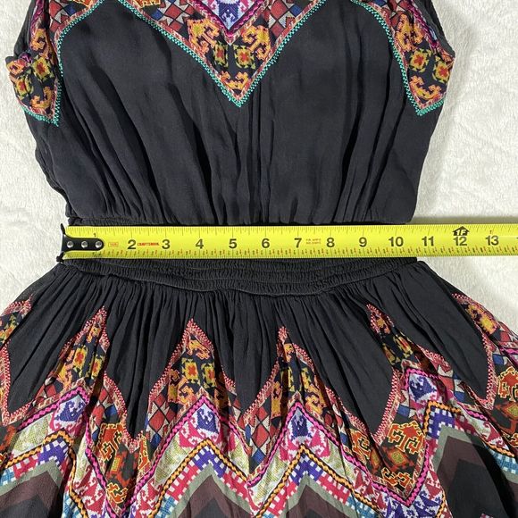 Tanvi Kedia Anthropologie Black Midi Dress Colorful Boho Wedding Women's Sz 2 - Picture 7 of 9